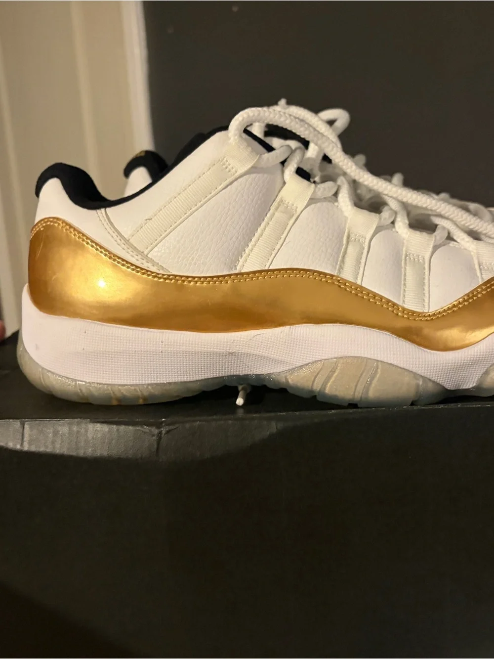 Jordan Men’s Low-Top Sneakers in White and Metallic Gold
